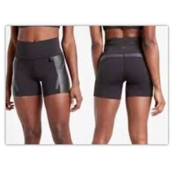 Athleta x Allyson Felix Legend Shortie Shorts 1x Plus Black Performance Biker - Picture 1 of 13